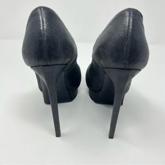 YSL Yves Saint Laurent Leather Tribute Classic Pump Janis Black on Black Sz 37.5 - Picture 7 of 11